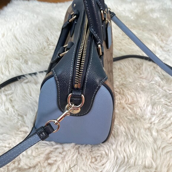 Coach Mini Bennett Satchel in Colorblock Signature Coated Canvas Midnight Pool - Picture 5 of 15